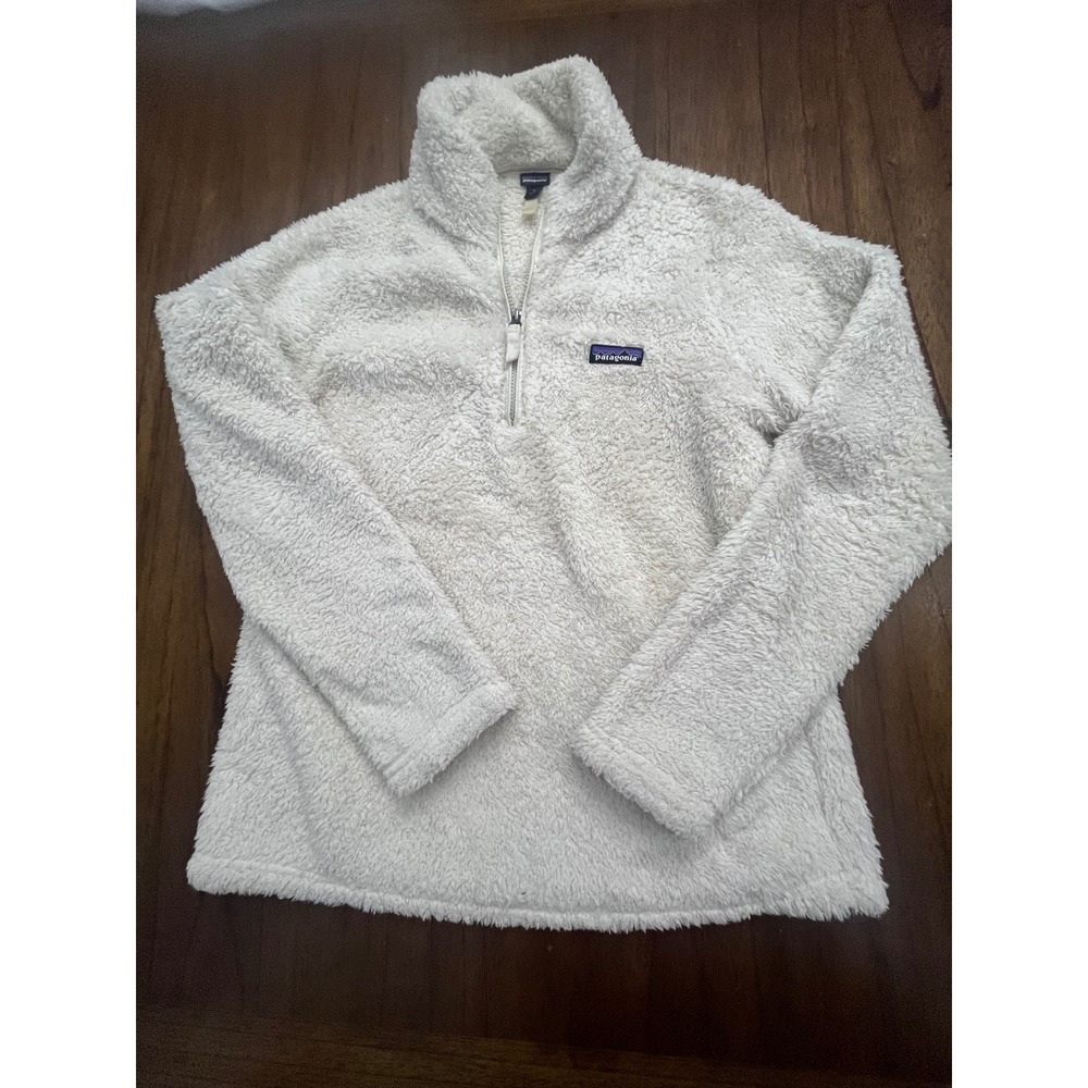Patagonia Los Gatos 1/4 Zip Fleece Pullover Cream White Large Women
